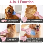 Dog Dryer, Dog Grooming Blow Dryer Kit with Slicker Brush for Pet, High Velocity Blow Dryer for Dogs with Adjustable Speed and Temperature for Dog Grooming Supplies and Home...