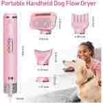 Dog Dryer, Dog Grooming Blow Dryer Kit with Slicker Brush for Pet, High Velocity Blow Dryer for Dogs with Adjustable Speed and Temperature for Dog Grooming Supplies and Home...