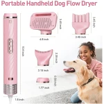 Dog Dryer, Dog Grooming Blow Dryer Kit with Slicker Brush for Pet, High Velocity Blow Dryer for Dogs with Adjustable Speed and Temperature for Dog Grooming Supplies and Home...