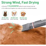 Dog Dryer, Dog Grooming Blow Dryer Kit with Slicker Brush for Pet, High Velocity Blow Dryer for Dogs with Adjustable Speed and Temperature for Dog Grooming Supplies and Home...