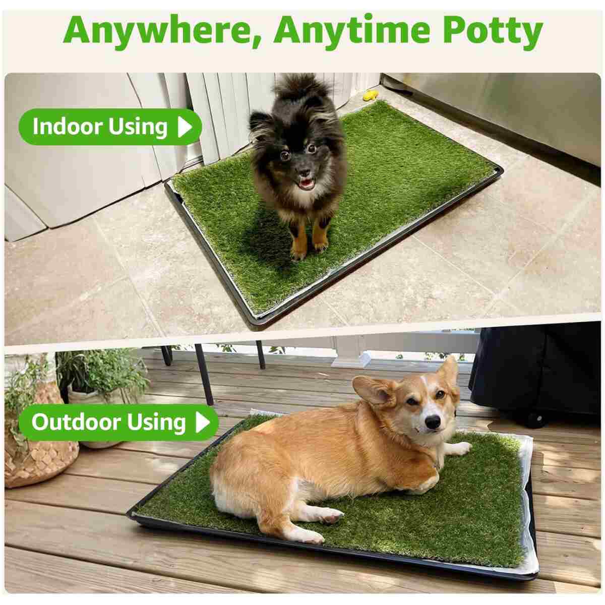 Dog Grass Large Potty Patch, Dog Litter Boxes Artificial Grass Bathroom Turf for Pet Training, Washable Puppy Pee Pad, Perfect Indoor/Outdoor Portable Potty Pet Loo