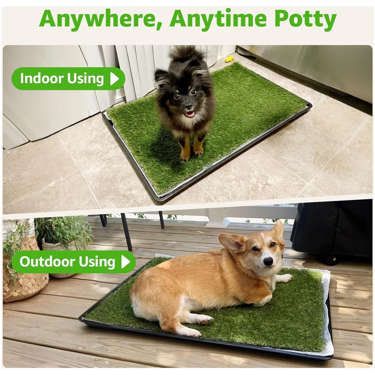 Dog Grass Large Potty Patch, Dog Litter Boxes Artificial Grass Bathroom Turf for Pet Training, Washable Puppy Pee Pad, Perfect Indoor/Outdoor Portable Potty Pet Loo