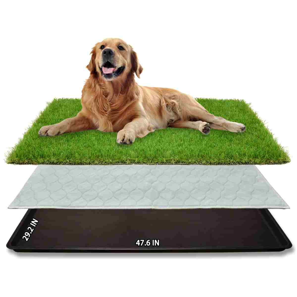 Dog Grass Large Potty Patch, Dog Litter Boxes Artificial Grass Bathroom Turf for Pet Training, Washable Puppy Pee Pad, Perfect Indoor/Outdoor Portable Potty Pet Loo