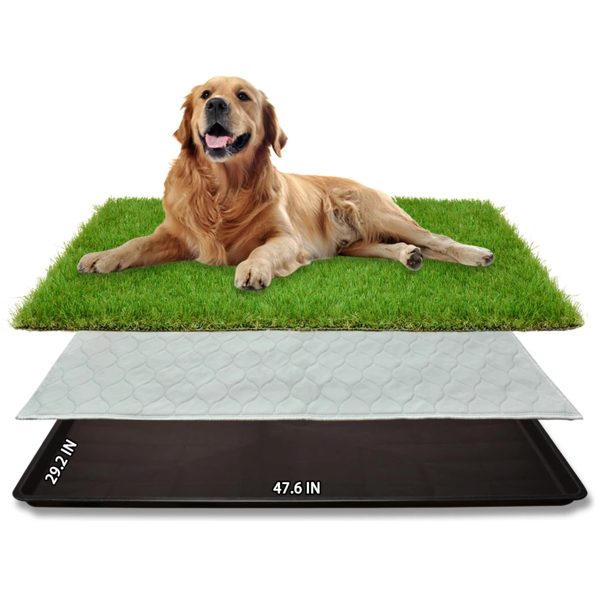 Dog Grass Large Potty Patch, Dog Litter Boxes Artificial Grass Bathroom Turf for Pet Training, Washable Puppy Pee Pad, Perfect Indoor/Outdoor Portable Potty Pet Loo