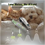 Dog Grooming Kit, Dog Clippers for Grooming for Thick Heavy Coats, Professional Pet Paw Trimmer Nail Grinder Low Noise Rechargeable Stainless Steel Hair Trimmer for Dogs Cats...