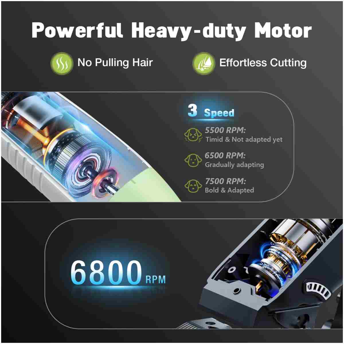 Dog Grooming Kit, Dog Clippers for Grooming for Thick Heavy Coats, Professional Pet Paw Trimmer Nail Grinder Low Noise Rechargeable Stainless Steel Hair Trimmer for Dogs Cats...