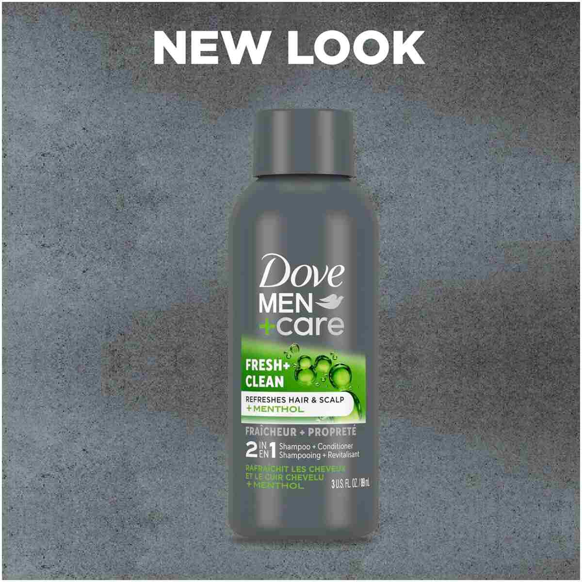 DOVE MEN + CARE Fortifying 2 in 1 Shampoo and Conditioner Fresh and Clean with Caffeine for Normal to Oily Hair Helps Strengthen Thinning Hair 3 oz