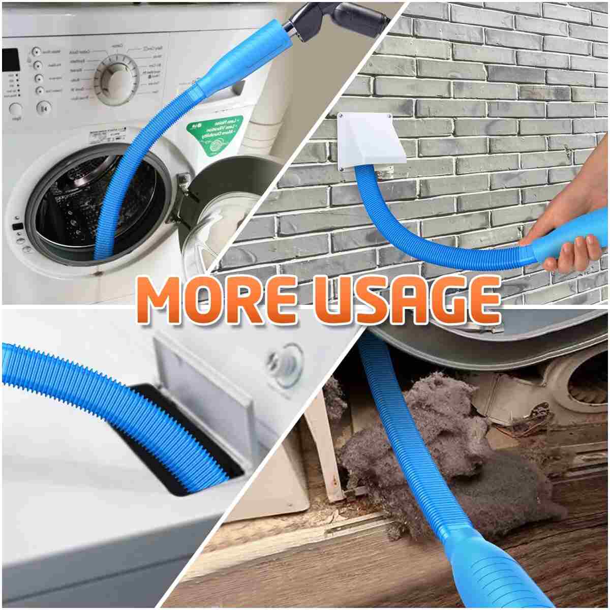 Dryer Vent Cleaner Kit Vacuum Attachment - Multiple Combinations V1 Lint Remover Power Washer and Vacuum Hose Quickly Removes Lint