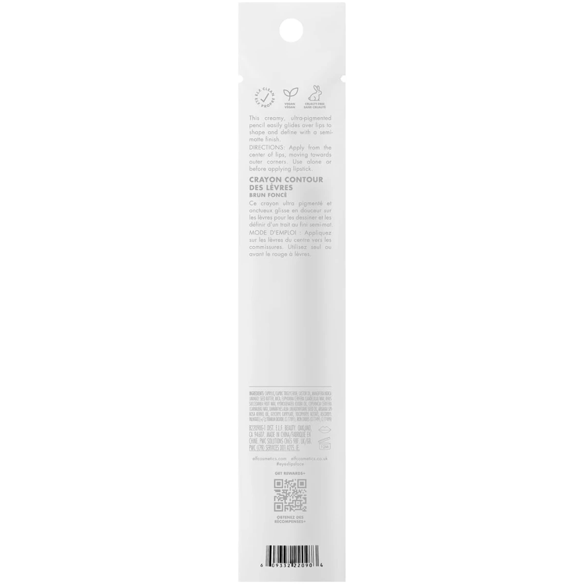 e.l.f. Cream Glide Lip Liner, Highly-Pigmented Pencil For Shaping & Sculpting Lips, Semi-Matte Finish, Vegan & Cruelty-Free, Dark Cocoa