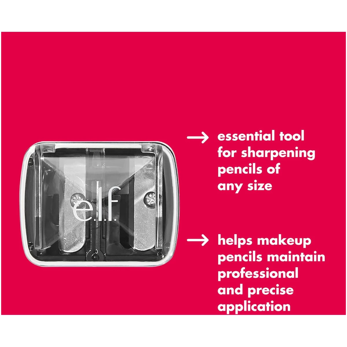 e.l.f., Dual-Pencil Sharpener, Convenient, Essential Tool, Sharpens, Easy To Clean, Travel-Friendly, Compact, Includes Bonus Small Sharpener
