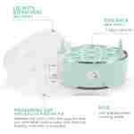 Elite Gourmet EGC115M Easy Egg Cooker Electric 7-Egg Capacity, Soft, Medium, Hard-Boiled Egg Cooker with Auto Shut-Off, Measuring Cup Included, BPA Free, Retro Mint