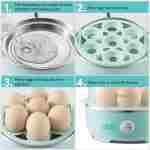 Elite Gourmet EGC115M Easy Egg Cooker Electric 7-Egg Capacity, Soft, Medium, Hard-Boiled Egg Cooker with Auto Shut-Off, Measuring Cup Included, BPA Free, Retro Mint