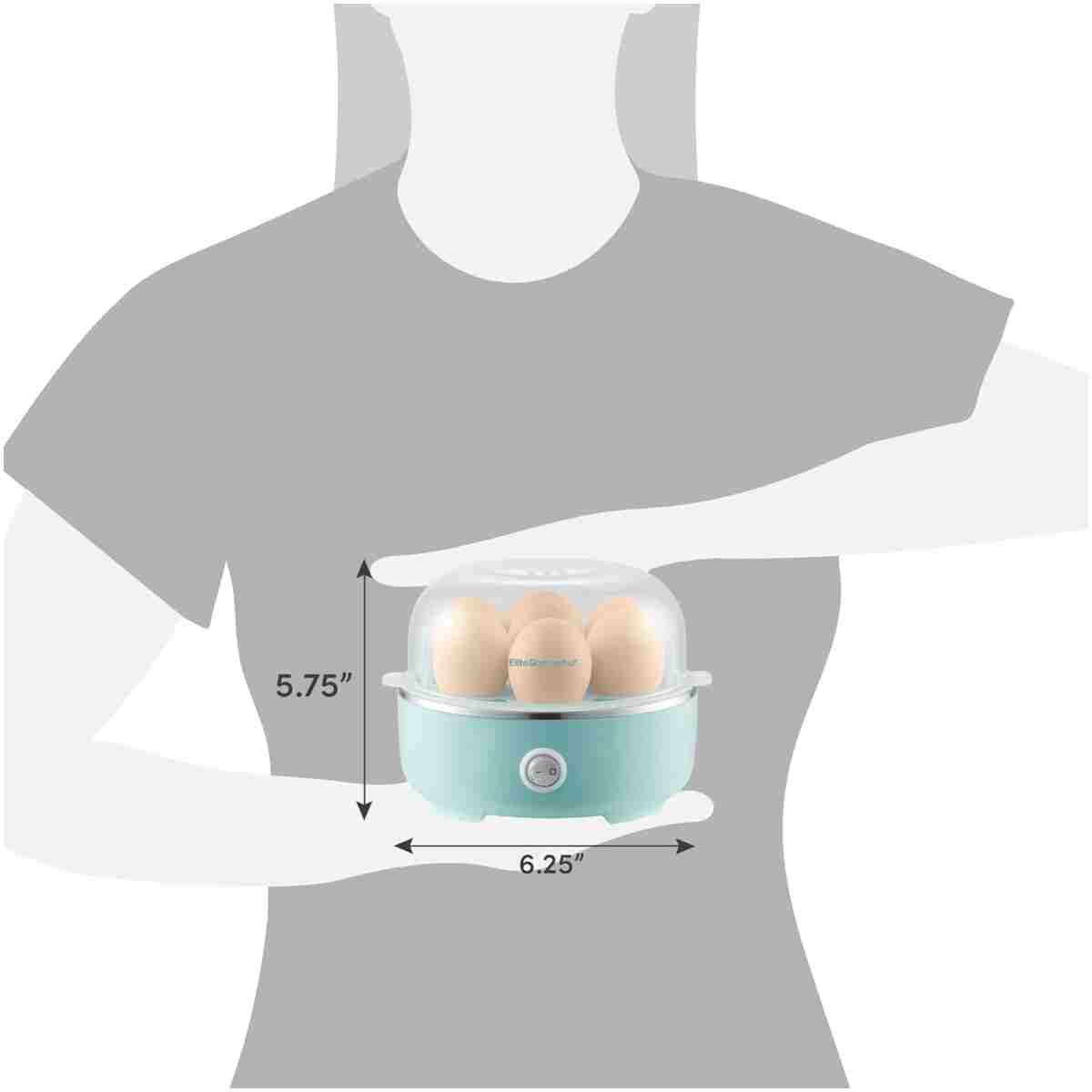 Elite Gourmet EGC115M Easy Egg Cooker Electric 7-Egg Capacity, Soft, Medium, Hard-Boiled Egg Cooker with Auto Shut-Off, Measuring Cup Included, BPA Free, Retro Mint