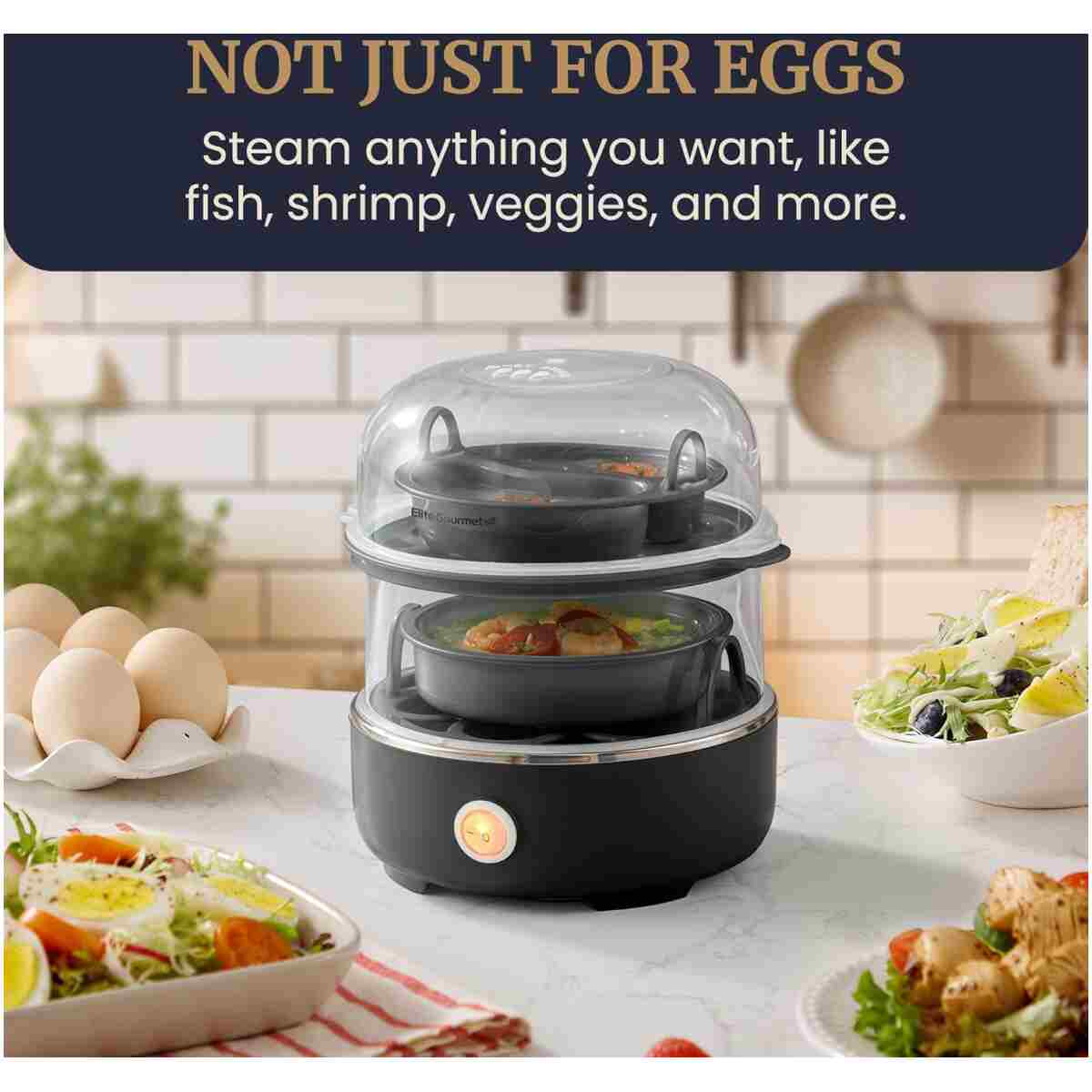 Elite Gourmet EGC115M Easy Egg Cooker Electric 7-Egg Capacity, Soft, Medium, Hard-Boiled Egg Cooker with Auto Shut-Off, Measuring Cup Included, BPA Free, Retro Mint