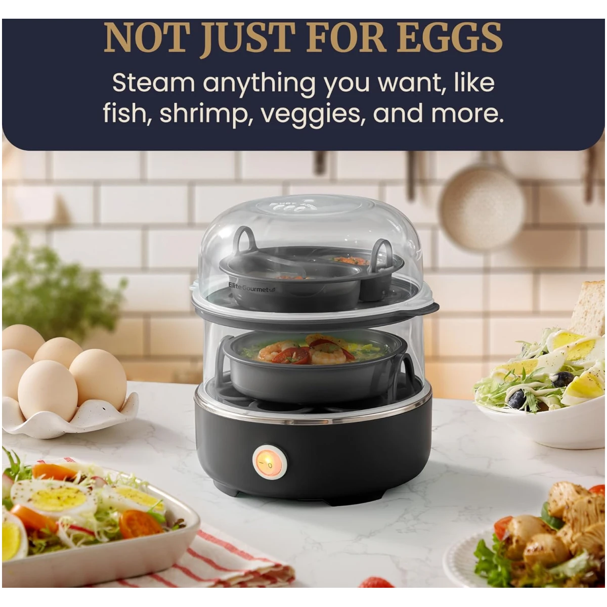 Elite Gourmet EGC115M Easy Egg Cooker Electric 7-Egg Capacity, Soft, Medium, Hard-Boiled Egg Cooker with Auto Shut-Off, Measuring Cup Included, BPA Free, Retro Mint