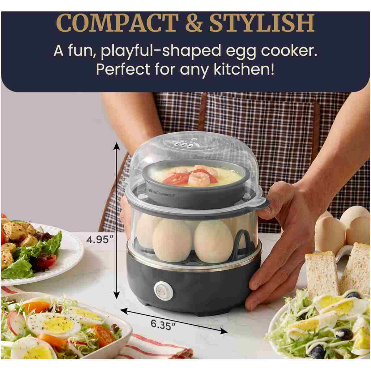 Elite Gourmet EGC115M Easy Egg Cooker Electric 7-Egg Capacity, Soft, Medium, Hard-Boiled Egg Cooker with Auto Shut-Off, Measuring Cup Included, BPA Free, Retro Mint