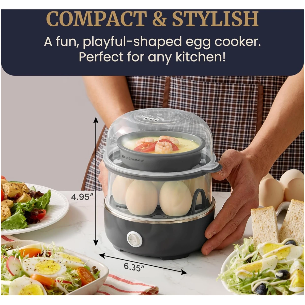 Elite Gourmet EGC115M Easy Egg Cooker Electric 7-Egg Capacity, Soft, Medium, Hard-Boiled Egg Cooker with Auto Shut-Off, Measuring Cup Included, BPA Free, Retro Mint