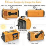 Emergency Radio with NOAA Weather Alert, Portable Solar Hand Crank AM/FM Radio for Survival,Rechargeable Battery Powered Radio,USB Charger,Flashlight,Reading Lamp,for Home Outdoor