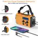 Emergency Radio with NOAA Weather Alert, Portable Solar Hand Crank AM/FM Radio for Survival,Rechargeable Battery Powered Radio,USB Charger,Flashlight,Reading Lamp,for Home Outdoor