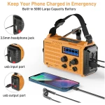 Emergency Radio with NOAA Weather Alert, Portable Solar Hand Crank AM/FM Radio for Survival,Rechargeable Battery Powered Radio,USB Charger,Flashlight,Reading Lamp,for Home Outdoor