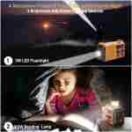 Emergency Radio with NOAA Weather Alert, Portable Solar Hand Crank AM/FM Radio for Survival,Rechargeable Battery Powered Radio,USB Charger,Flashlight,Reading Lamp,for Home Outdoor
