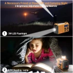 Emergency Radio with NOAA Weather Alert, Portable Solar Hand Crank AM/FM Radio for Survival,Rechargeable Battery Powered Radio,USB Charger,Flashlight,Reading Lamp,for Home Outdoor