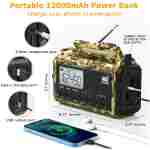 Emergency Radio with NOAA Weather Alert, Portable Solar Hand Crank AM/FM Radio for Survival,Rechargeable Battery Powered Radio,USB Charger,Flashlight,Reading Lamp,for Home Outdoor
