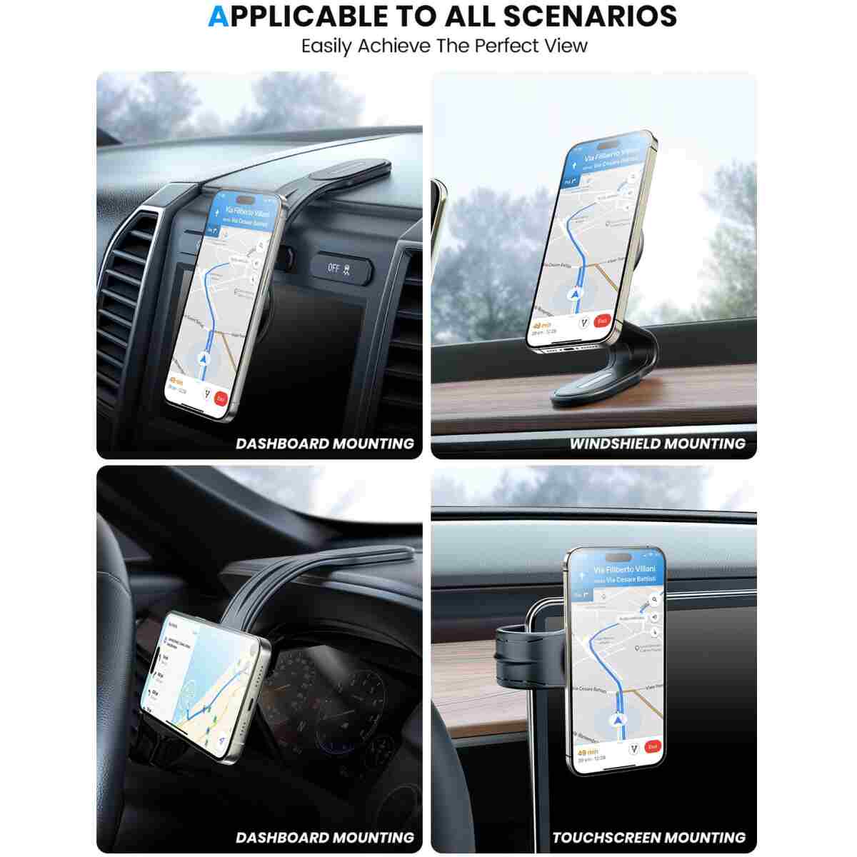 eSamcore for MagSafe Car Mount Detachable, Bendable Aluminum Arm Magnetic Phone Holder for Car【20 Strong Magnets】 Cell Phone Mount for Car Dash Fit iPhone 16 15 14 13 Pro Max...