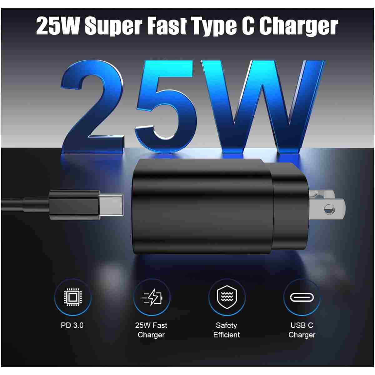 Essri 25W Super Fast Charger Block for Galaxy S24 Ultra/S24/S24+/S23 Ultra/S23/S22 Ultra/S22/S21 Ultra/S20 Ultra/Note 20,4Pack USB Type C Wall Charger with (6Ftx2 10Ftx2) USB C...