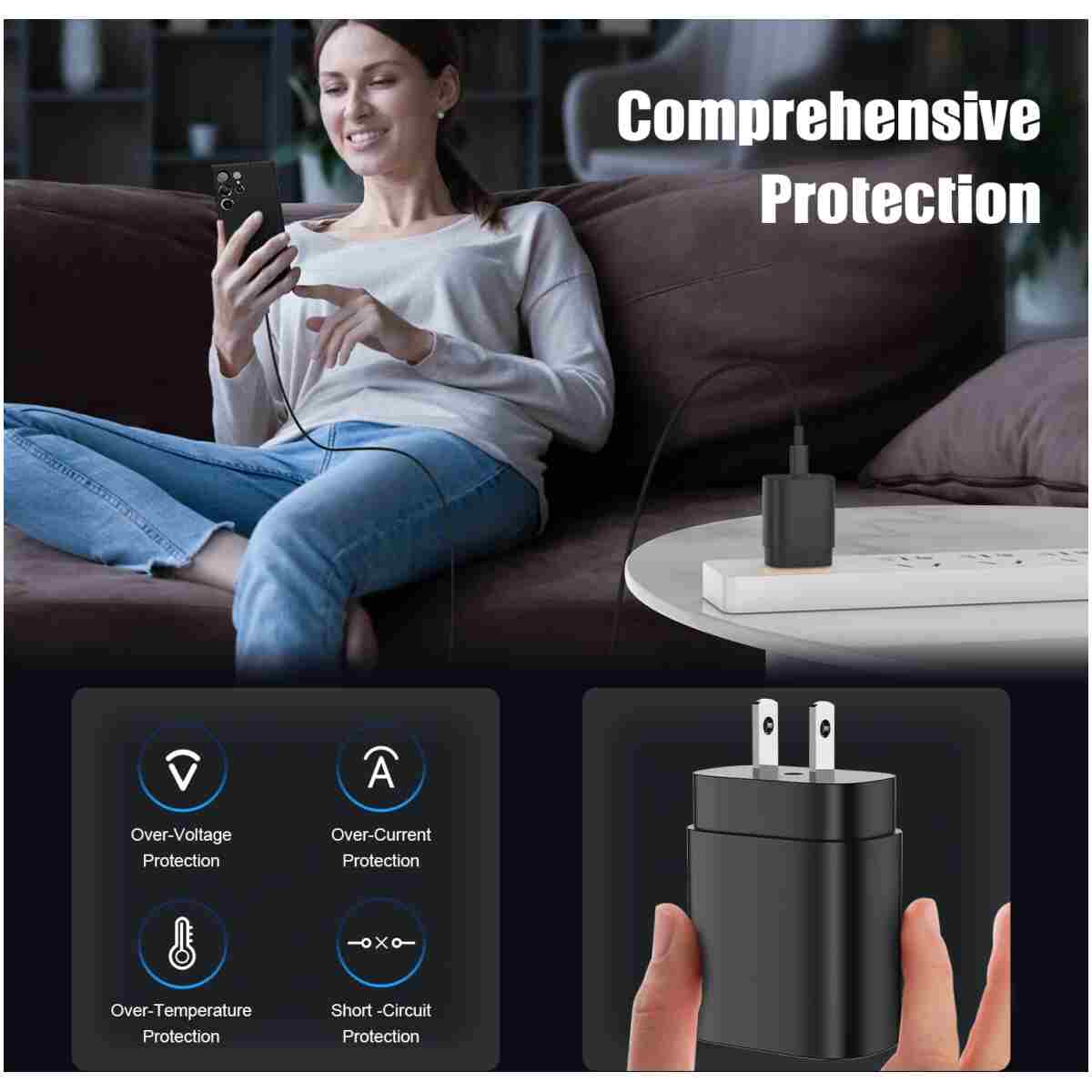 Essri 25W Super Fast Charger Block for Galaxy S24 Ultra/S24/S24+/S23 Ultra/S23/S22 Ultra/S22/S21 Ultra/S20 Ultra/Note 20,4Pack USB Type C Wall Charger with (6Ftx2 10Ftx2) USB C...