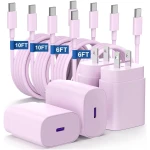 Essri 25W Super Fast Charger Block for Galaxy S24 Ultra/S24/S24+/S23 Ultra/S23/S22 Ultra/S22/S21 Ultra/S20 Ultra/Note 20,4Pack USB Type C Wall Charger with (6Ftx2 10Ftx2) USB C...