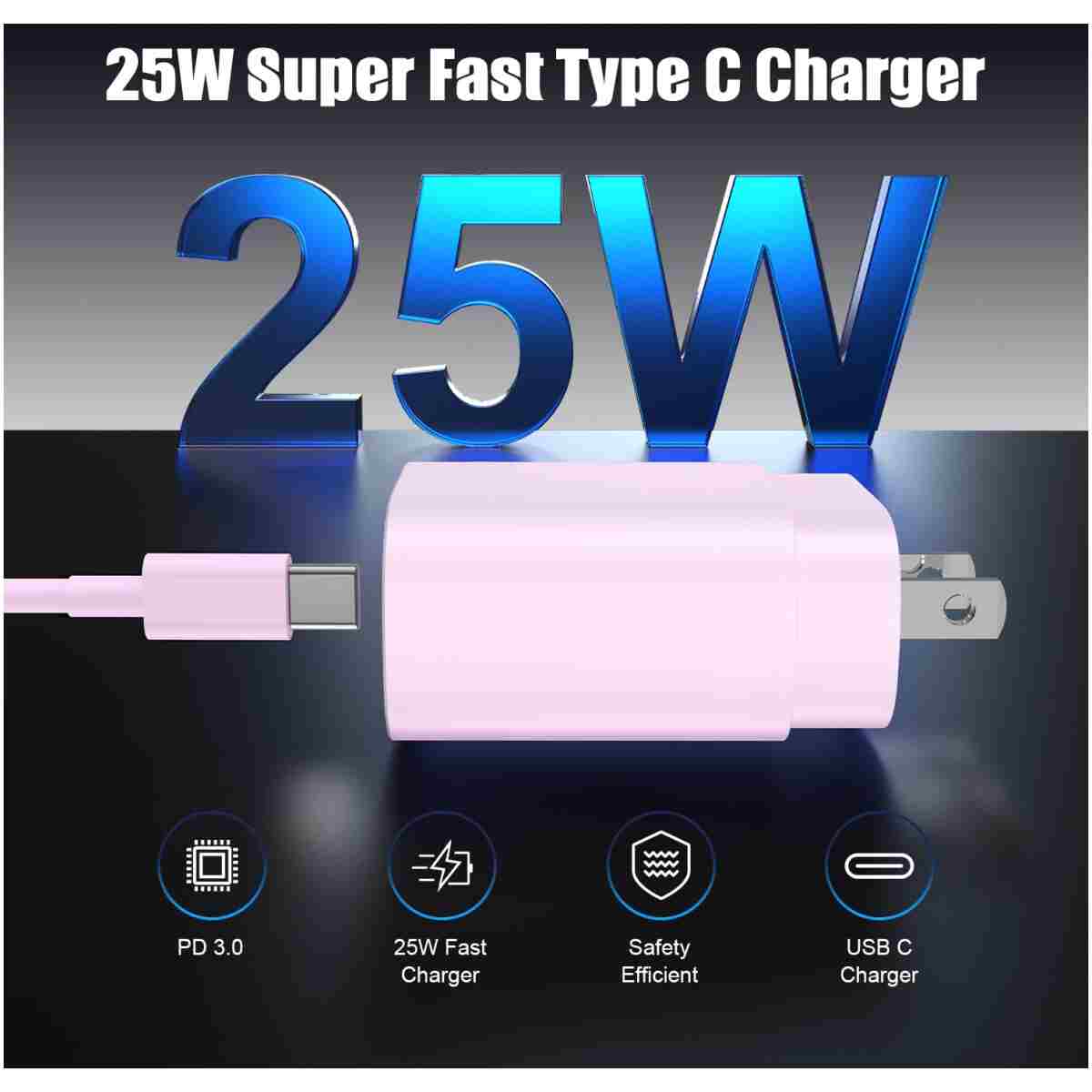 Essri 25W Super Fast Charger Block for Galaxy S24 Ultra/S24/S24+/S23 Ultra/S23/S22 Ultra/S22/S21 Ultra/S20 Ultra/Note 20,4Pack USB Type C Wall Charger with (6Ftx2 10Ftx2) USB C...