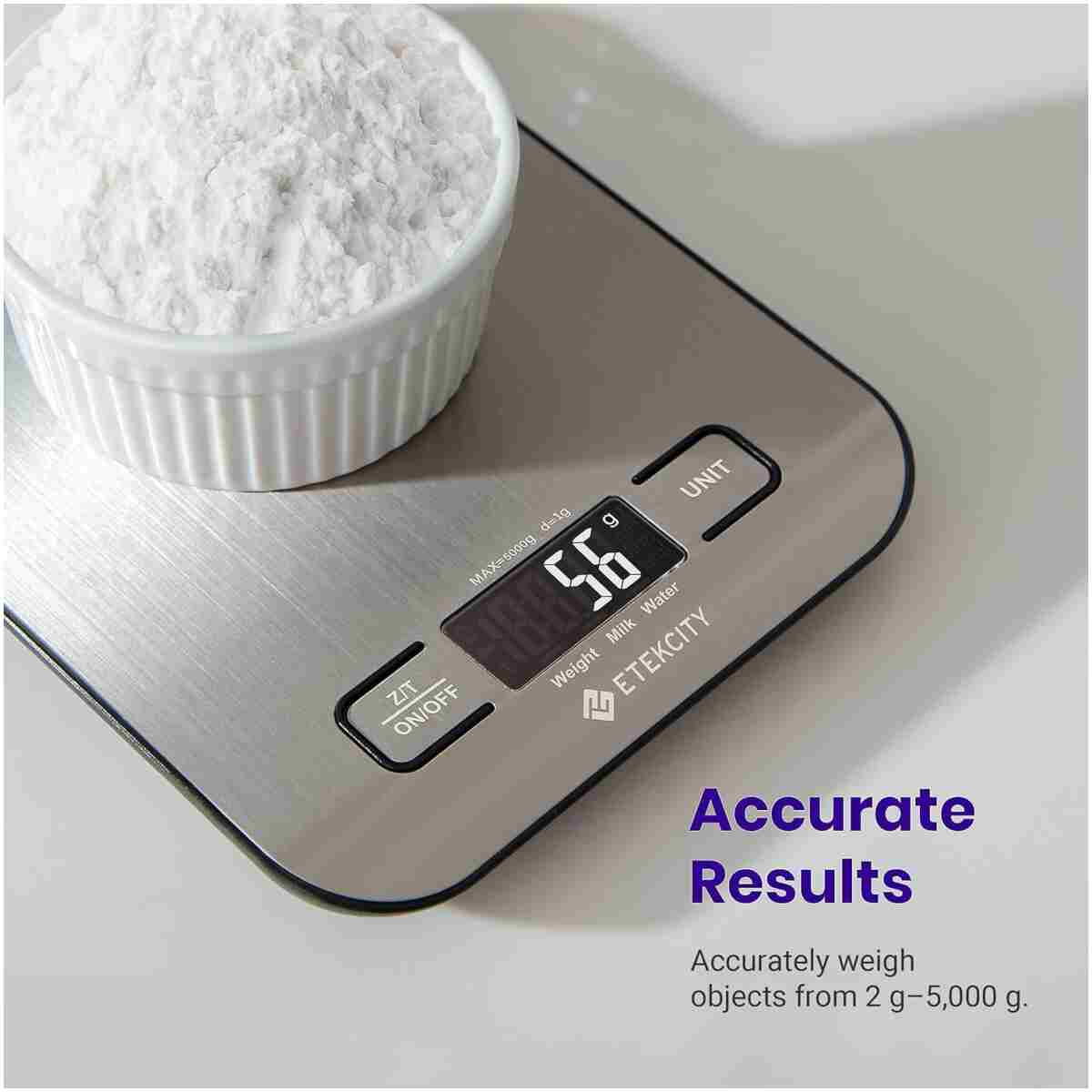 Etekcity Food Kitchen Scale, Digital Grams and Ounces for Weight Loss, Baking, Cooking, Keto and Meal Prep, LCD Display, Medium, 304 Stainless Steel