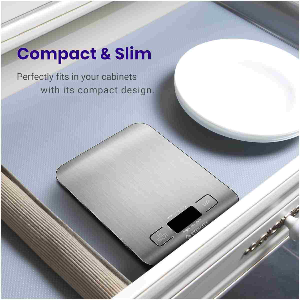 Etekcity Food Kitchen Scale, Digital Grams and Ounces for Weight Loss, Baking, Cooking, Keto and Meal Prep, LCD Display, Medium, 304 Stainless Steel