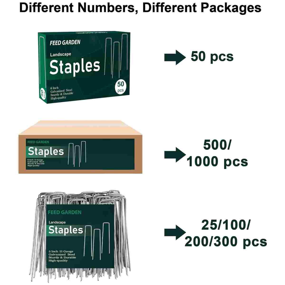 FEED GARDEN 6 Inch 50 Pack Hot-dip Galvanized Landscape Staples Plant Cover Stakes 11 Gauge Tent Stakes Garden Stakes Landscaping Fabric SOD Pins Yard Stakes for Decoration Weed...