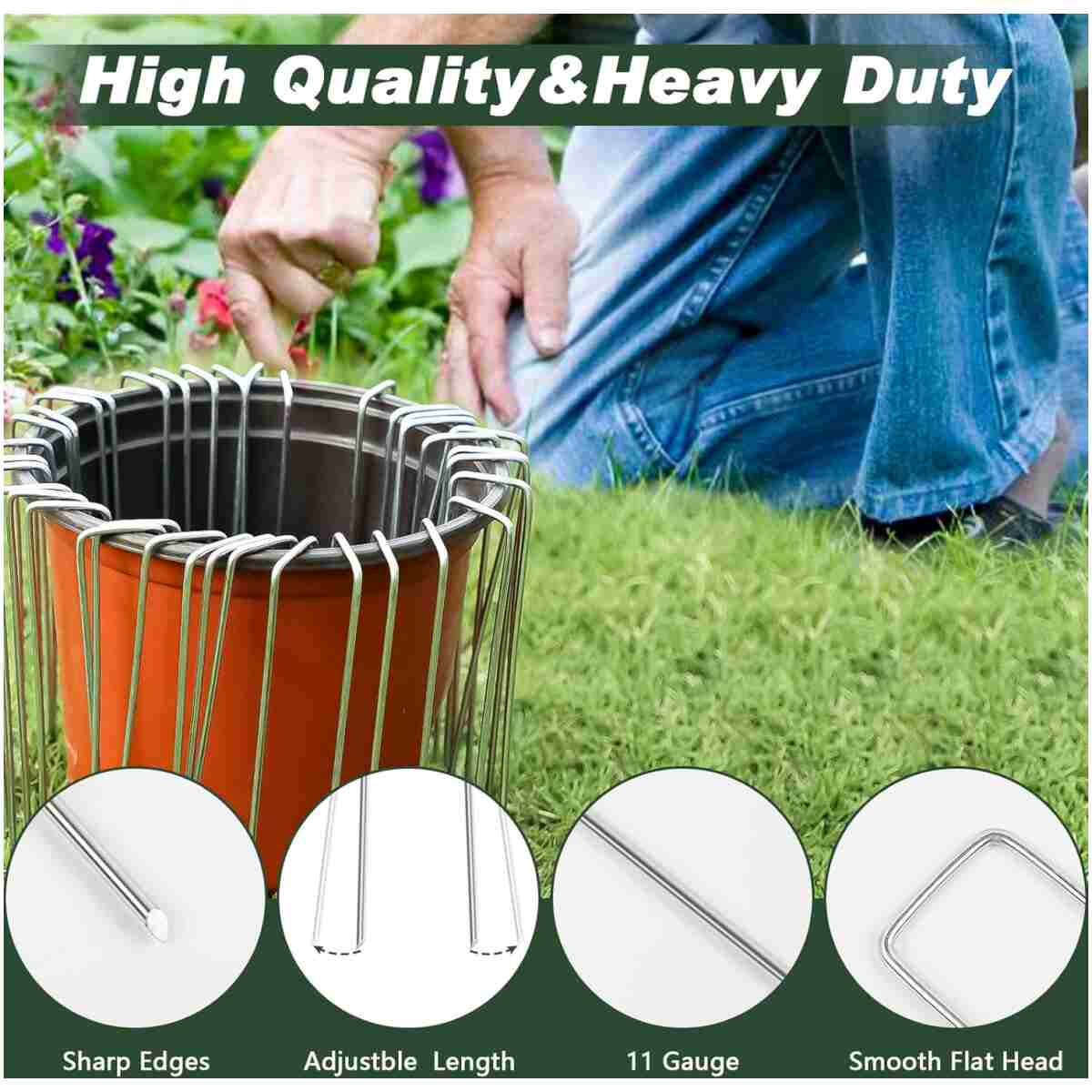 FEED GARDEN 6 Inch 50 Pack Hot-dip Galvanized Landscape Staples Plant Cover Stakes 11 Gauge Tent Stakes Garden Stakes Landscaping Fabric SOD Pins Yard Stakes for Decoration Weed...
