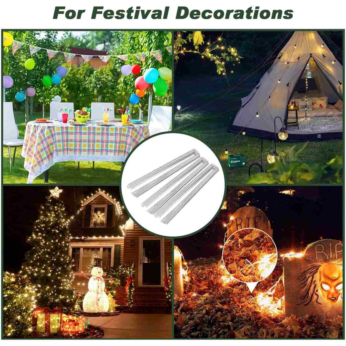FEED GARDEN 6 Inch 50 Pack Hot-dip Galvanized Landscape Staples Plant Cover Stakes 11 Gauge Tent Stakes Garden Stakes Landscaping Fabric SOD Pins Yard Stakes for Decoration Weed...