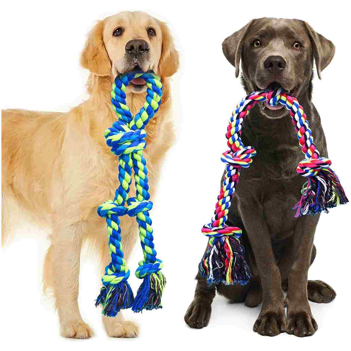 Feeko Dog Rope Toys for Large and Medium Aggressive Chewers, 2 Pack Heavy Duty Dog Rope Toy for Large Breed, Indestructible Dog Chew Toys, Tug of War Dog Toy, 100% Cotton Teeth...