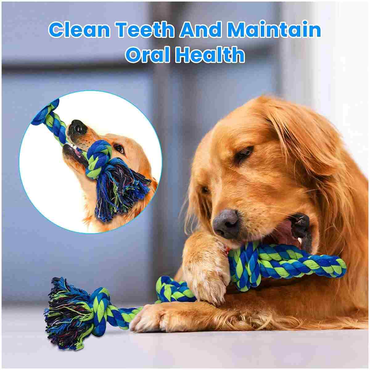 Feeko Dog Rope Toys for Large and Medium Aggressive Chewers, 2 Pack Heavy Duty Dog Rope Toy for Large Breed, Indestructible Dog Chew Toys, Tug of War Dog Toy, 100% Cotton Teeth...