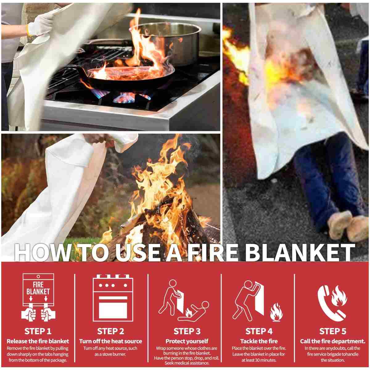 Fire Blanket for Home and Kitchen,40" x 40",4 Pack,Emergency Fire Blanket