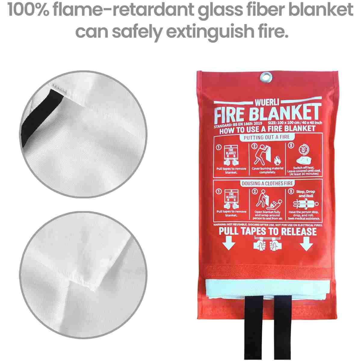 Fire Blanket for Home and Kitchen,40" x 40",4 Pack,Emergency Fire Blanket