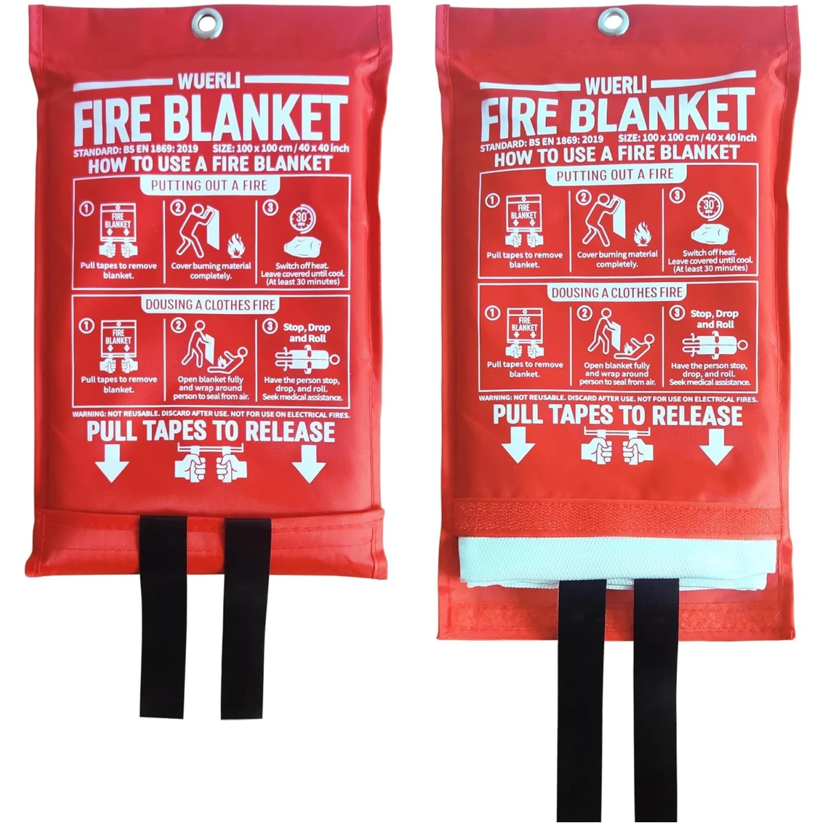 Fire Blanket for Home and Kitchen,40" x 40",4 Pack,Emergency Fire Blanket