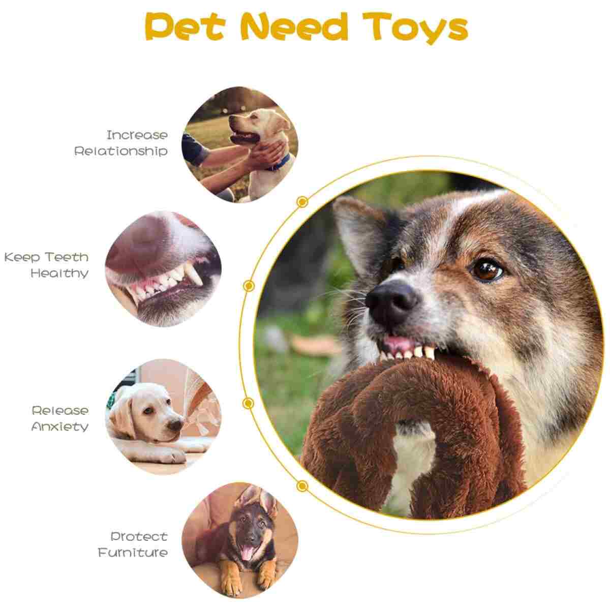 FIREOR Dog Squeak Toys, No Stuffing Plush Dogs Chew Toy for Small Medium Large Breed Chewer Squeaky Pet Supplies Tough Durable Puppy Teething Chewing Interactive to Keep Them...