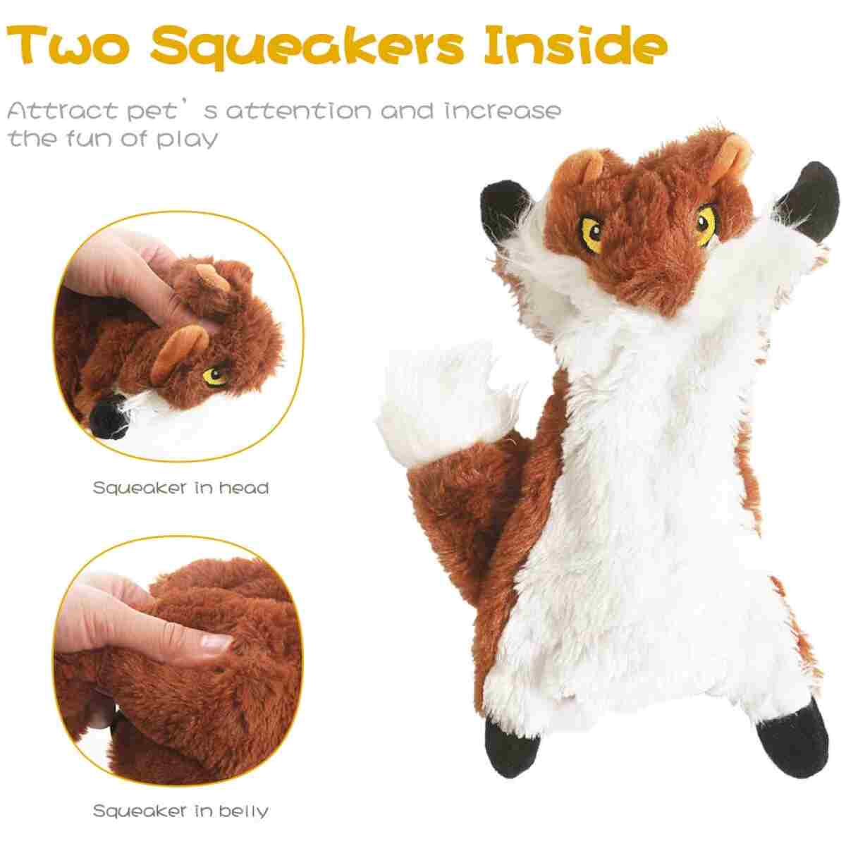 FIREOR Dog Squeak Toys, No Stuffing Plush Dogs Chew Toy for Small Medium Large Breed Chewer Squeaky Pet Supplies Tough Durable Puppy Teething Chewing Interactive to Keep Them...