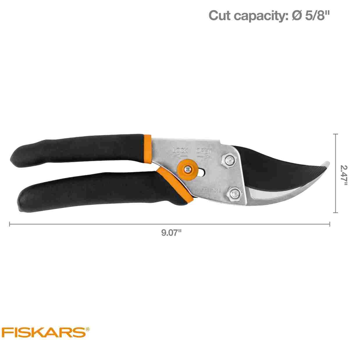Fiskars Bypass Pruning Shears, 5/8-Inch Cut Capacity Garden Clippers, Gardening Scissors with Sharp, Rust Resistant Steel Blade