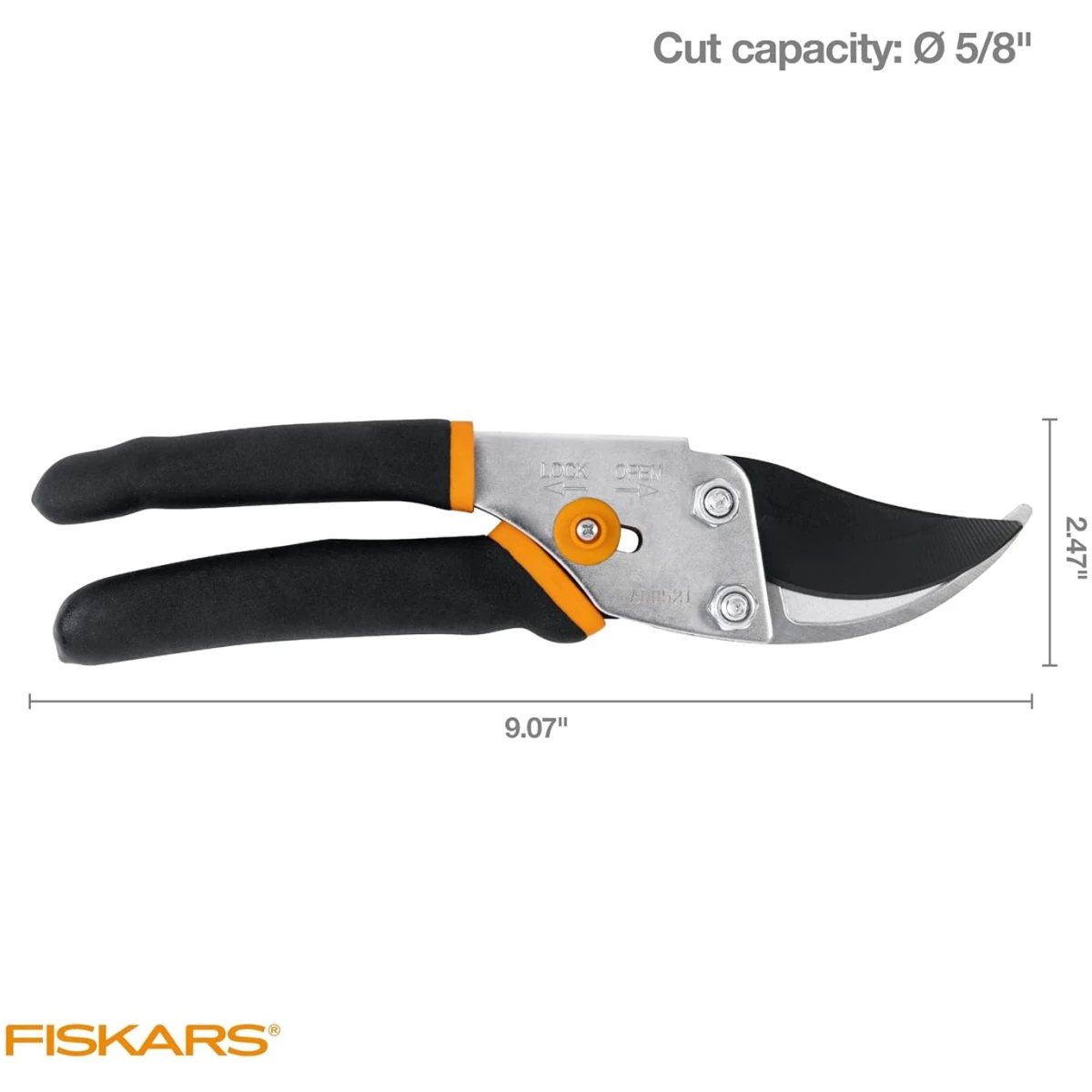 Fiskars Bypass Pruning Shears, 5/8-Inch Cut Capacity Garden Clippers, Gardening Scissors with Sharp, Rust Resistant Steel Blade