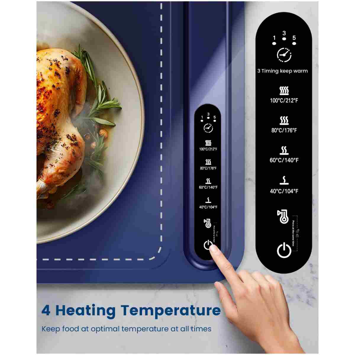 Food Warming Mat - Fast Heating Silicone Electric Warming Tray with 4 Level Temperature, Raised Feet Protects Table, Roll Up Buffet Hot Plates Heat Pad, Portable Food Warmer for...