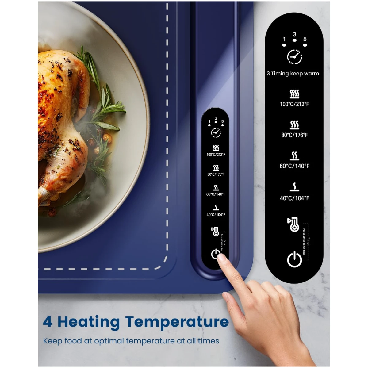 Food Warming Mat - Fast Heating Silicone Electric Warming Tray with 4 Level Temperature, Raised Feet Protects Table, Roll Up Buffet Hot Plates Heat Pad, Portable Food Warmer for...