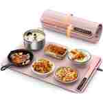 Food Warming Mat - Fast Heating Silicone Electric Warming Tray with 4 Level Temperature, Raised Feet Protects Table, Roll Up Buffet Hot Plates Heat Pad, Portable Food Warmer for...