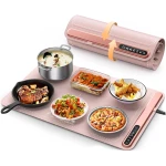 Food Warming Mat - Fast Heating Silicone Electric Warming Tray with 4 Level Temperature, Raised Feet Protects Table, Roll Up Buffet Hot Plates Heat Pad, Portable Food Warmer for...